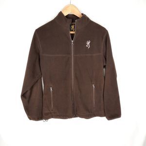 Browning fleece jacket cinch waist long sleeve mock neck brown women's deer gun